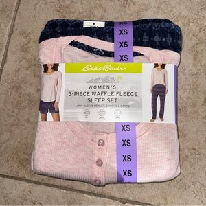 Eddie Bauer Pink and Navy Waffle Fleece Set